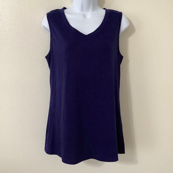 NWT Sampeel Closet Staple Minimalist Minimalism Navy Blue V Neck Tank Small - Picture 1 of 9
